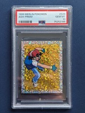 Ash Prism Holo PSA 10 Pokemon Sticker / Card S26 1999 Merlin GEM MINT LOW POP