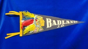 Vintage 1950er Filz Wimpel Park Chief Thema Badlands South Dakota Federn - Bild 1 von 6