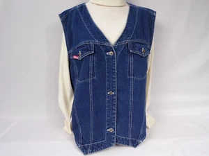 Vintage Ki-ko-mo Blue Jeans Denim Vest Womens 22W 100% Cotton Pockets  L24 - Picture 1 of 6