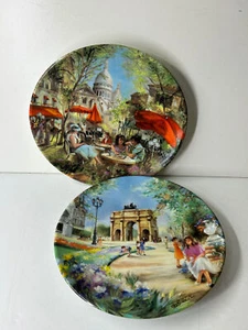 Juego de 2 platos de coleccionista Jean-Claude Guidou Porcelaine de Limoge, Francia 8"  - Imagen 1 de 12