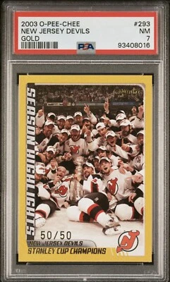 🚨POP 1🚨2003 O-PEE-CHEE NJ DEVILS Aspectos destacados de la temporada Copa Stanley Oro/50  Foto 1 de 3