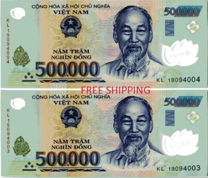 2,500,000 Vietnamese Dong 5 X 500,000 VND Polymer Notes UNCIRCULATED Currency - Picture 1 of 7