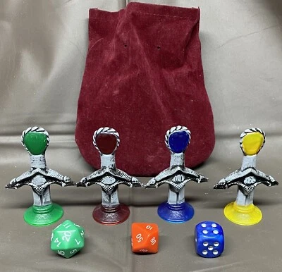 Eragon Official Motion Picture Board Game Replacement 4 Sword Pawns And Dice - Image 1 of 4