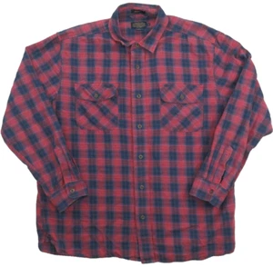 Pendleton Button Up Shirt Flannel Red Blue Plaid Burnside Mens XL - Picture 1 of 9