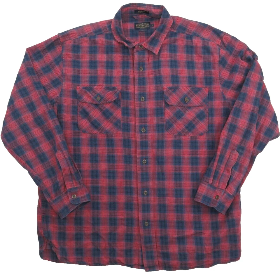 Pendleton Button Up Shirt Flannel Red Blue Plaid Burnside Mens XL - Image 1 of 4