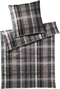 Joop! Mako-Satin Bedding 135x200 Checks Stone Plaid Grey Taupe 4098-9 - Picture 1 of 1