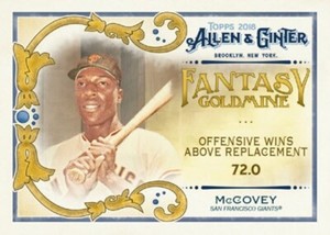 WILLIE MCCOVEY 2018 TOPPS ALLEN & GINTER FANTASY GOLDMINE SP 5X7 JUMBO CARD #/49