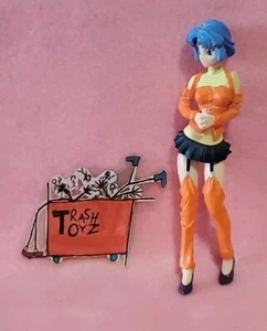 BLUE HAIR ORANGE OUTFIT JAPANESE FEMALE ANIME MANGA GIRL VINYL FIGURE  - Picture 1 of 5