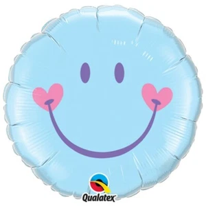 Blue Smile Face Baby/Christening 18 Inch Qualatex Foil Balloon - Picture 1 of 1