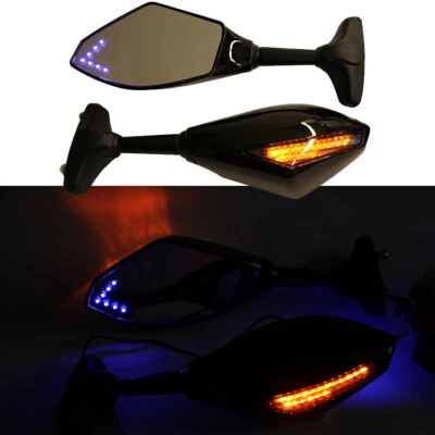 Espejo retrovisor lateral mate con señales de giro LED para motocicleta Yamaha YZF600 R6 FZ6R FZR 1000 Foto 1 de 4