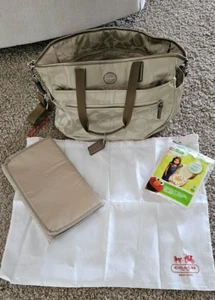 Coach Tan Signature C Nylon Baby Diaper Bag Large Tote Travel Multifunction $350 - Picture 1 of 15