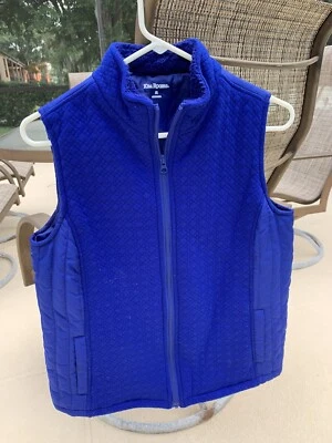 Kim Rogers M Mediano Azul Brillante Navidad Bolsillos con Cremallera Completa Chaleco Acolchado Cadera Leng Foto 1 de 4