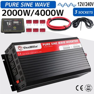 2000W 4000W Pure Sine Wave Power Inverter DC 12V to AC 240V 3AC + Remote Control - Picture 1 of 11