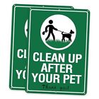 FHEGI 2-Pack Clean Up After Your Dog Signs 10"x7" No Dog Poop Lawn Signs, Green