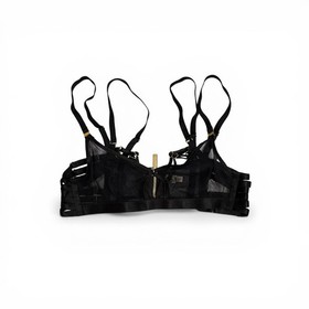 Bordelle Signature Balconette Bondage Bra Black Size SS Sheer Gold Plated