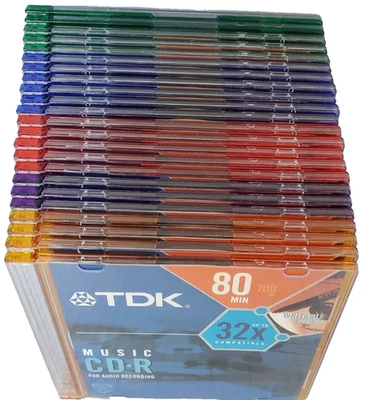 LOT SET OF 22 NEW TDK MUSIC CD-R WITH CASES FOR AUDIO RECORDINGS ~ 80 MIN 700 MB - Image 1 of 4