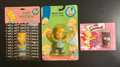 Boneco dobrável vintage 1990 Bart Simpson, giz e cartão de namorados com doces - Imagem 1 de 4