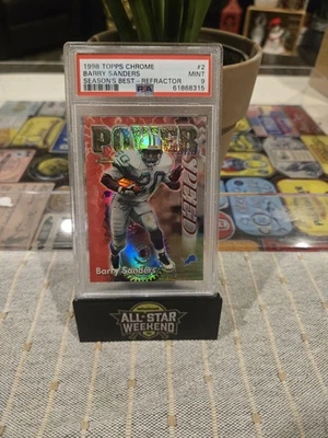 1998 Topps Chrome  Season's Best Power and Speed Barry Sanders #2 Refractor PSA9 - Image 1 of 2