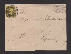 Front cover Prussia EF Mi.4 with number stamp 1158 from Posen - Picture 1 of 2
