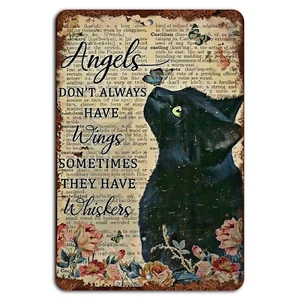 Angels Don't Always Have Wings Sometimes They Have Whiskers Cat Lover Sign - Picture 1 of 1