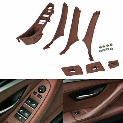 7X Manija de puerta Interruptor de elevación de ventana Botón Marco Panel para BMW F10 F11 F18 2010-17 Foto 1 de 2