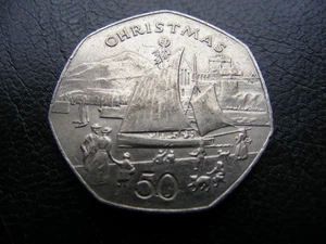 G321x Isle of Man Christmas 50p 1981 FREE POSTAGE - Picture 1 of 2