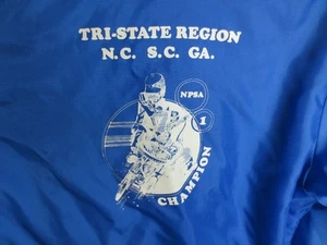 Olympic vintage motorcycle fleece lined nylon windbreaker blue S NPSA Champion - Picture 1 of 13