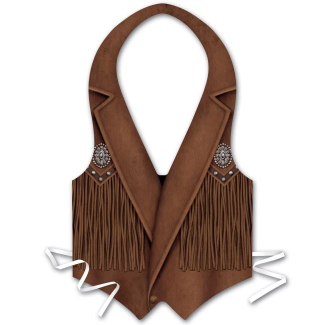 西部派对棕色塑料牛仔背心全尺寸牛仔服装道具可穿戴设备 — 第 1/1 张图片