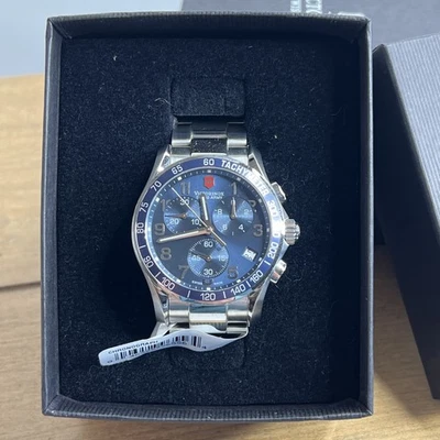 Victorinox Swiss Army 241120 Tachymeter Chronograph Blue Dial Date Watch New Box - Image 1 of 4