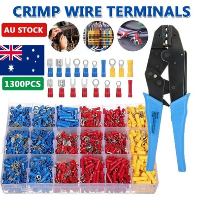 480-1300PCS Insulated Assorted Electrical Wire Connector Crimp Terminals Set Kit - image 1 of 4
