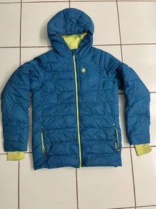 Spyder Boys XL Hooded Puffer Jacket Blue Green Insulated Winter Coat Youth 18/20 - Picture 1 of 10