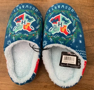 NWT Harry Potter Hogwarts Slippers Unisex Fleece-Lined Blue Sz S 7 - Picture 1 of 5