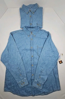 90s Route 66 VTG Shirt Lot of 2 Mens LRG Blue Denim Long Sleeve Button Down  - Image 1 of 4