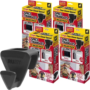 New Ruby Space Triangles, 4 Pack, AS-SEEN-ON-TV Ultra- Premium Hanger Hooks - Picture 1 of 12