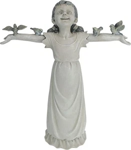 Design Toscano Basking in Glory Little Girl with Birds Outdoor Garden Statue, - Picture 1 of 6