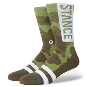 Stance Adult Green Crew Cotton Cushion OG Logo Camouflage Casual Socks M 6-8.5 - Picture 1 of 1