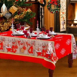 Tovaglia Natale Rossa Rettangolare per feste 180 x 150 cm Decorazioni Natalizio - Imagen 1 de 7