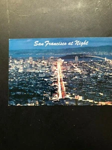 Postcard, San Francisco at Night Chrome, Circa 1950's #21 - Picture 1 of 2