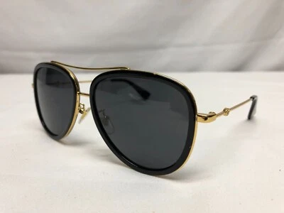 Auténticas Nuevas Gafas de Sol Gucci GG0062S 003 Aviador Monturas Negras Lentes Grises Foto 1 de 4