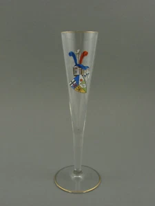 Studentika - Sektglas mit Vollwappen und Zirkel, datiert 1912. - Picture 1 of 5