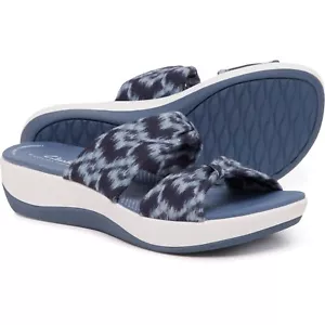 Clarks Cloudsteppers Womens Arla Coast Slide Sandals Blue Interest 26173196 - Picture 1 of 4