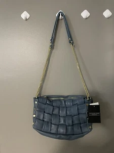 Valentina Fiore gewebte LEDER BLAU Handtasche Goldkette Lederband ITALIEN NEU MIT ETIKETT - Bild 1 von 12