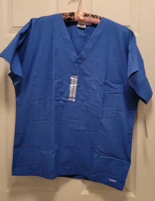 Landau Scrub Shirt Women's Medium Blue Short Sleeve Top (G005) Foto 1 de 4