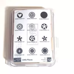 Stampin' Up! Little Pieces Abstrakte Blumen Set Holzhalterung Gummistempel 12 Stück - Bild 1 von 2