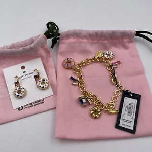 Kate Spade Coffee Break Donut Charm Bracelet & Earrings NWT - Picture 1 of 12