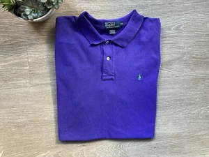 Men’s Vintage 90’s Polo Ralph Lauren Short Sleeve 1/4 Button Blue Polo Purple - Picture 1 of 4