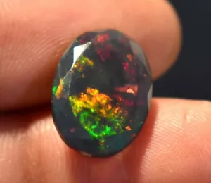 5,15 Ct 100% Naturale Nero Etiope Welo Ovale Sfaccettato Pietra Preziosa Sciolta OC-10 - Foto 1 di 4