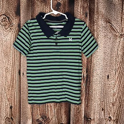 Hurley Nike Dri-Fit Blue Green Stripe Pullover Polo Top Boy's Size 6 M EUC - Image 1 of 4