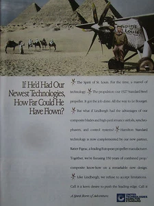 4/1991 PUB HAMILTON STANDARD LINDBERGH SPIRIT OF ST LOUIS PYRAMIDE EGYPTE AD - Imagen 1 de 1