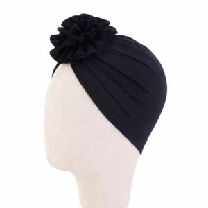 Kids Baby Girls Beanie Flower Head Cover Hats Islamic Arab Caps Pleated Cap Hat - Picture 1 of 29